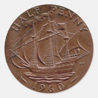 1960 British ha'penny sticker