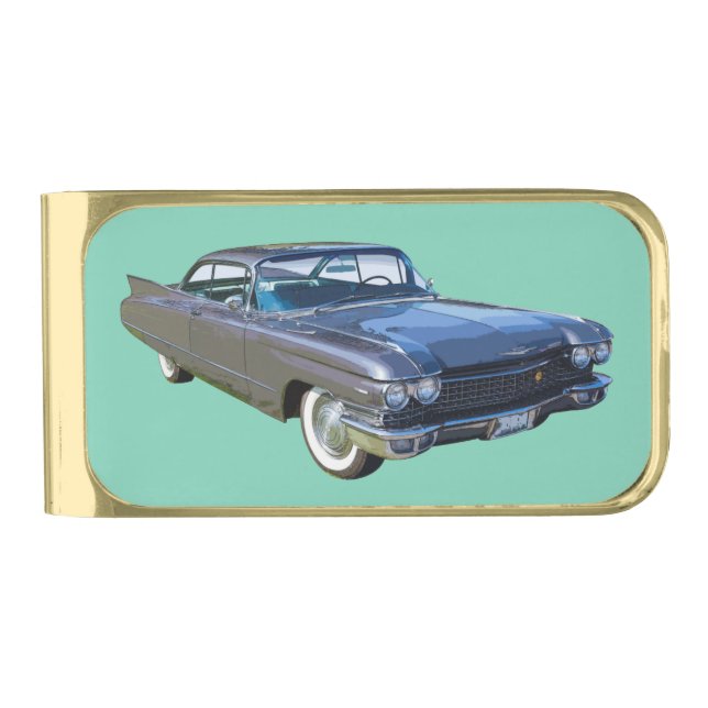 1960 Cadillac Classic Luxury Car Gold Finish Money Clip (Front)