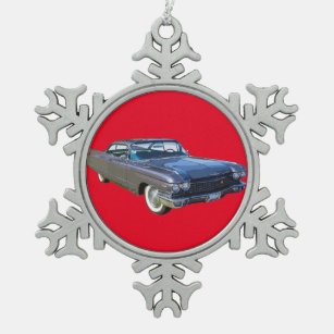 1960 Cadillac Classic Luxury Car Snowflake Pewter Christmas Ornament