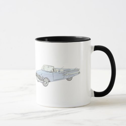 1960 Chevy Impala Blue Convertible Illustration Mug