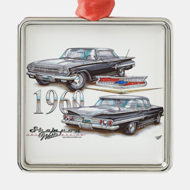 1960 Chevy Impala Sports Sedan Metal Ornament (Front)