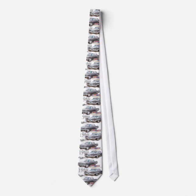 1960 Chevy Impala Sports Sedan on White Neck Tie (Front)
