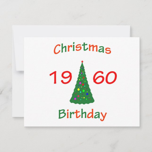 1960 Christmas Birthday Holiday Card (Front)