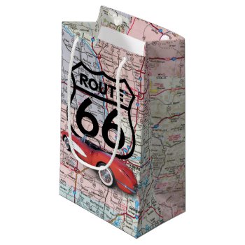 1960 Corvette And Route 66 Sign Small Gift Bag by dryfhout at Zazzle