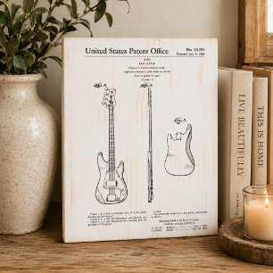 1960 Electric Guitar Patent  Wooden Box Sign