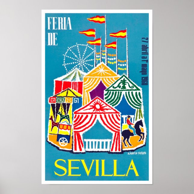 1960 Feria de Sevilla vintage travel Poster (Front)