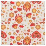 1960 groovy pop art valentines flames fire passion fabric