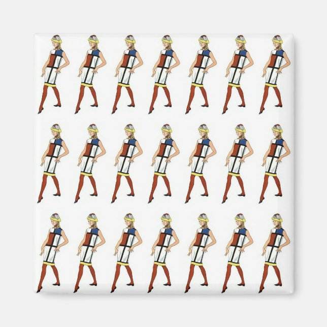 1960 Mid-Century Colorblock Dress Magnet (Front)