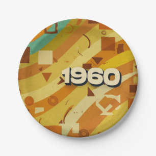 1960 - Retro Vintage 60s Geometric Design - Paper Plates