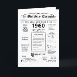1960 The Year You Were Born Birthday Card<br><div class="desc">Set off on a journey to the past with our captivating 1960 birthday card! Overflowing with historical moments and exciting facts, it's tailor-made for your special birthday. This 1960 birthday card is brimming with insights and snapshots of life back then. From major events like the first ATM, handheld calculator, and...</div>