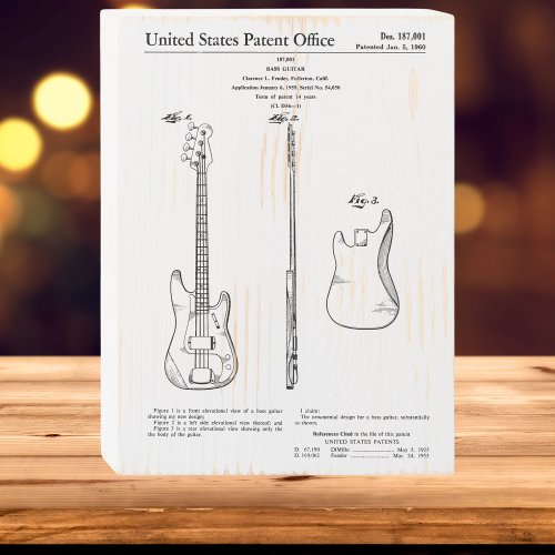 1960 US Patent Design Electric Guitar Wooden Box Sign