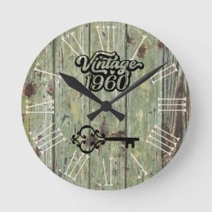 1960 Vintage old wood Round Clock