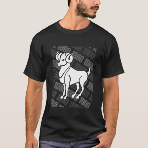 1960 Zodiac Birthday Gift Horoscope Aries T_Shirt