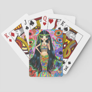 1960s, 1970s Psychedelic Hippie Girl Mermaid Poker Cards