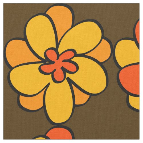 1960s 1970s Style Flower Pattern Fabric