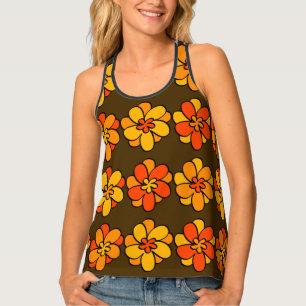 1960s 1970s Style Flower Pattern Women's Tank Top