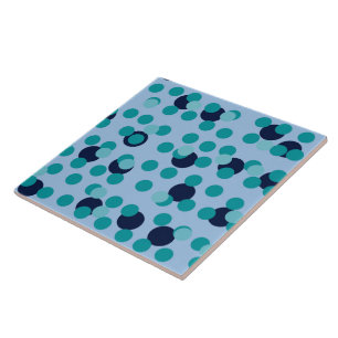1960s-70s Pop Geometric Mid-Century Teal Bubbles Ceramic Tile