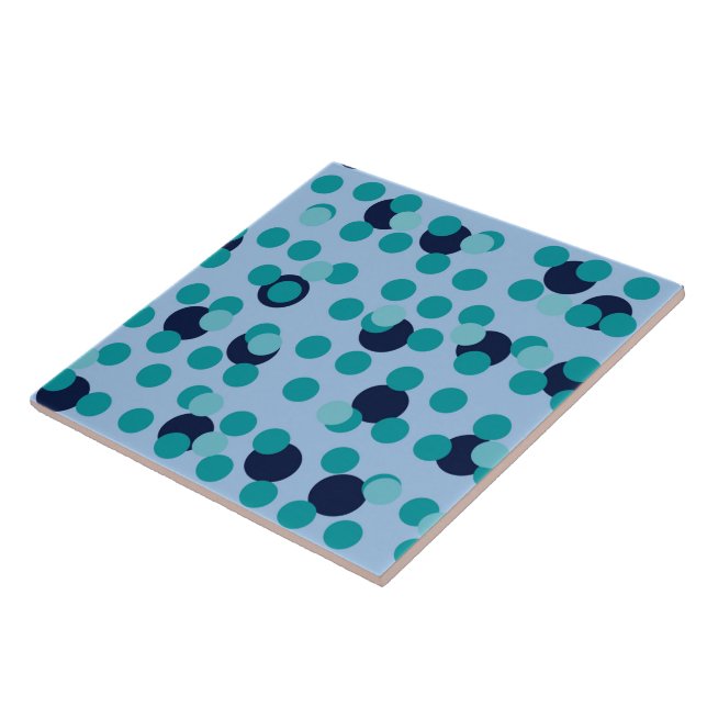1960s-70s Pop Geometric Mid-Century Teal Bubbles Ceramic Tile (Side)
