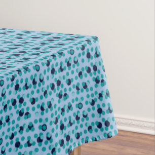 1960s-70s Pop Geometric Mid-Century Teal Bubbles Tablecloth