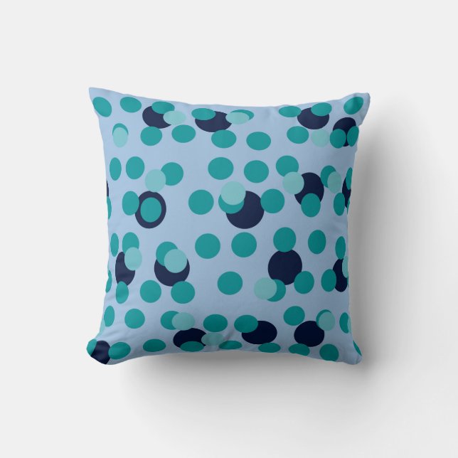 1960s-70s Pop Geometric Mid-Century Teal Bubbles Throw Pillow (Front)