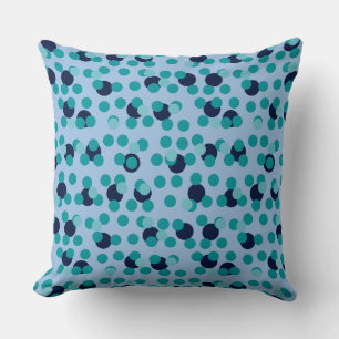 1960s-70s Pop Geometric Mid-Century Teal Bubbles Throw Pillow