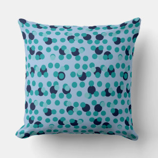 1960s-70s Pop Geometric Mid-Century Teal Bubbles Throw Pillow
