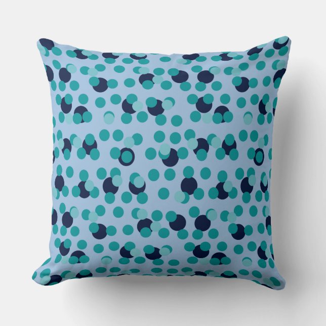 1960s-70s Pop Geometric Mid-Century Teal Bubbles Throw Pillow (Front)