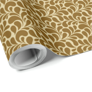 1960's 70's Retro Vintage Mod Hippie Abstract Gold Wrapping Paper