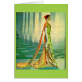 1960s beautiful lady in evening gown cards