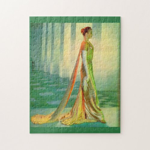 1960s beautiful lady in evening gown jigsaw puzzle