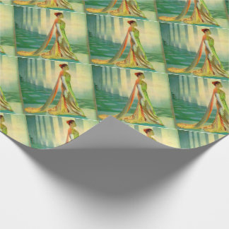 1960s beautiful lady in evening gown wrapping paper