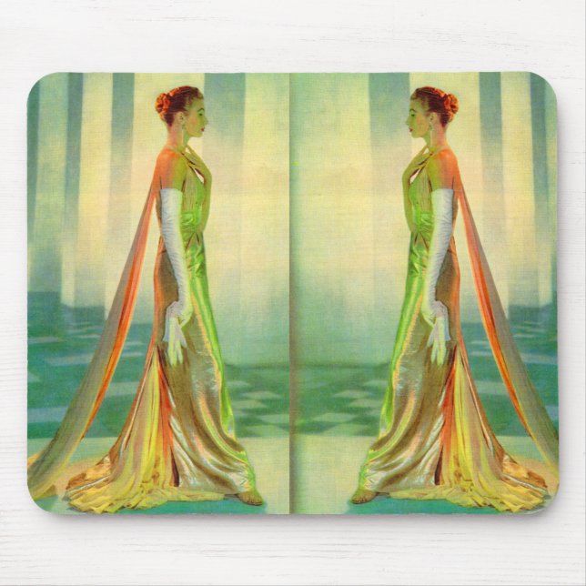 1960s beautiful lady in evening gown x 2 mouse pad (Front)