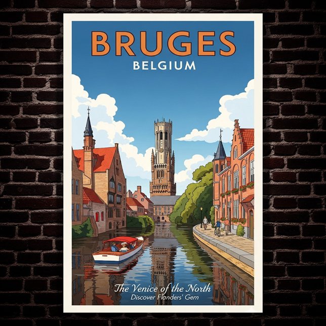 1960s Bruges, Belgium Vintage Travel Poster (Creator Uploaded)