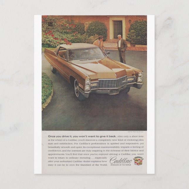 1960s Cadillac magazine advertisement Postcard (Front)