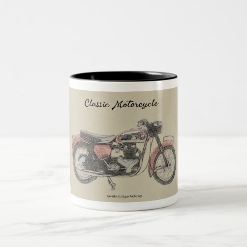 1960s Classic Motorcycle print  Two_Tone Coffee Mug