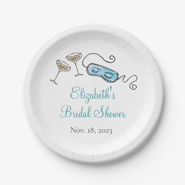 1960s Cocktail Party Hand-Illustrated Girly 1960s Paper Plates (Front)