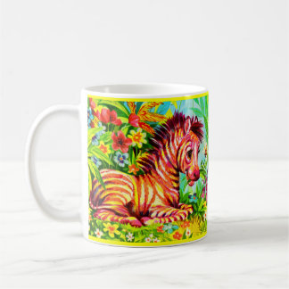 1960s colorful zebra print coffee mug