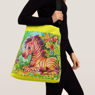 1960s colorful zebra print crossbody bag
