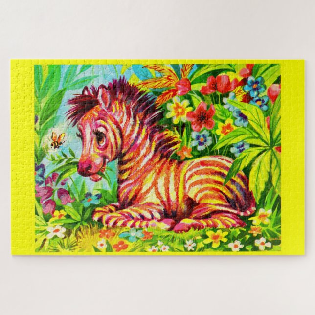 1960s colorful zebra print jigsaw puzzle (Horizontal)