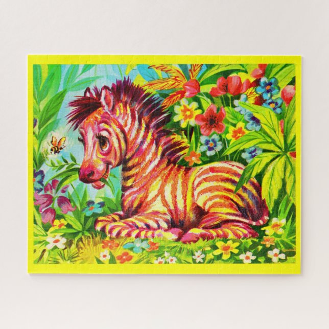 1960s colorful zebra print jigsaw puzzle (Horizontal)