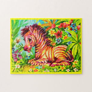 1960s colorful zebra print jigsaw puzzle