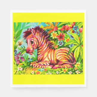 1960s colorful zebra print napkins