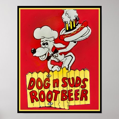 1960s DOG n SUDS Root Beer Poster