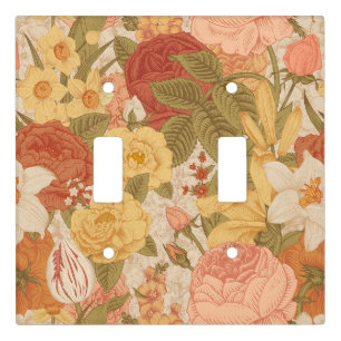 1960s floral botanical vintage ornate garden bloom light switch cover