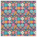 1960s Floral with Geometric Shapes Fabric