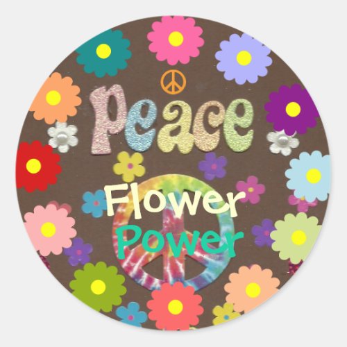 1960s Flower Power and Peace sticker