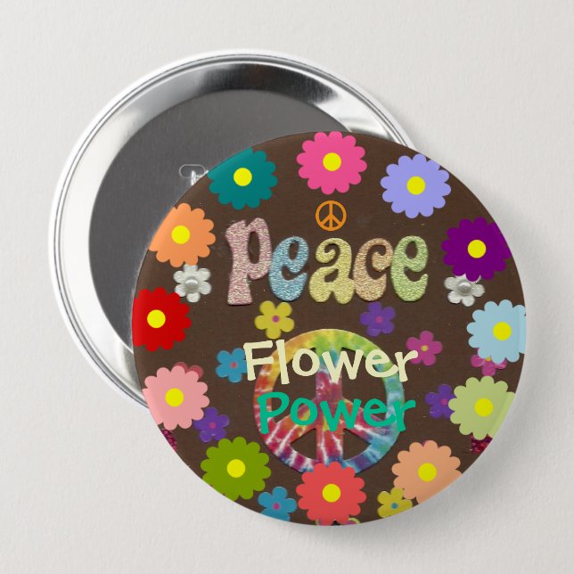 1960s Flower Power  Button (Front & Back)