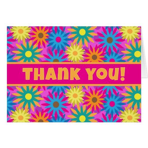 1960s Flower Power Colorful Floral Thank You Note Card | Zazzle