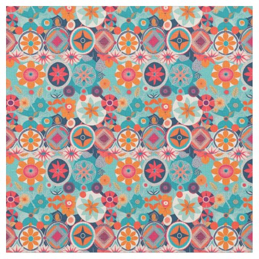 1960's Flowers and Mandalas Fabric