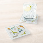 1960s Funky Corners Mid Century Modern Style Glass Coaster<br><div class="desc">Add a pop of color to your coffee table with this funky corners and rectangles glass coaster! It features the bright and bold colors of turquoise,  blue,  orange,  and tan.</div>